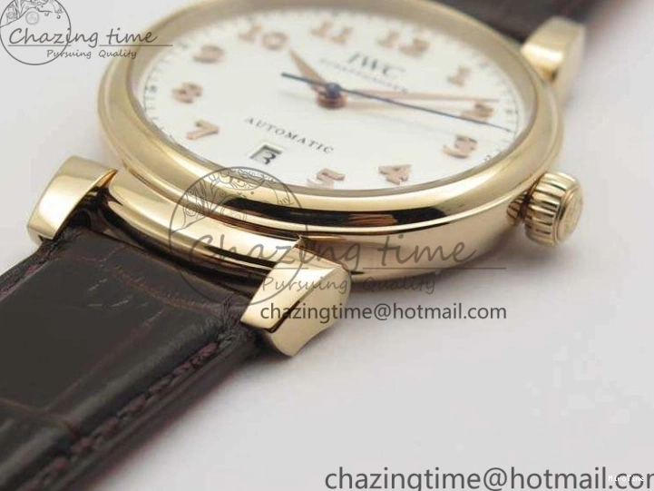 MIROTIME 0722 Neat Da Vinci IW356601 RG MKF 1:1 Best Edition White Dial On Brown Leather Strap A 7230